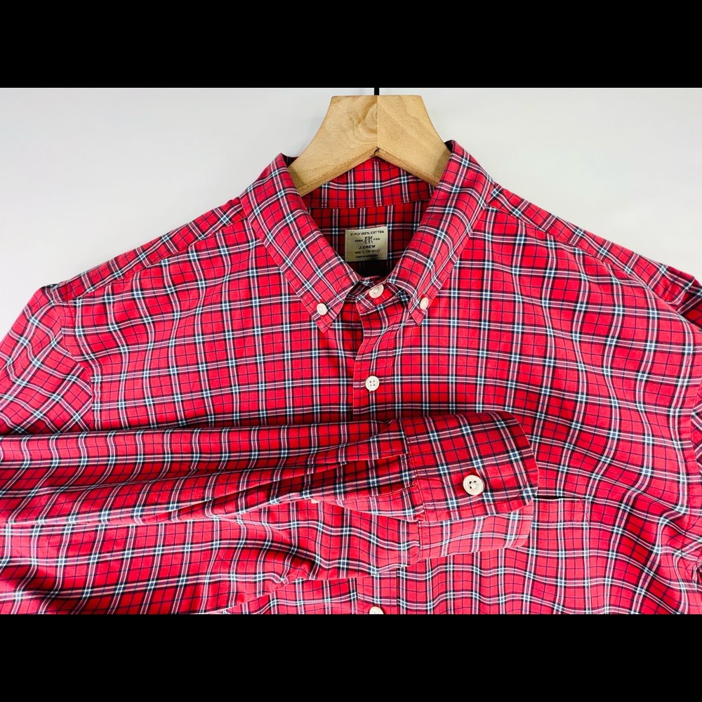 J. CREW MENS SZ L 16-16.5 CASUAL 2 PLY 100% BUTTON SHIRT